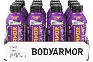 BODYARMOR SuperDrink Strawberry Grape, 473 mL Bottles (12 Pack) – Sports Hydration Drink with Coconut Water, Potassium-Packed