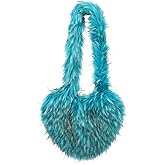 Rulala Fancy Women Faux Fur Heart Shaped Shoulder Crossbody Bag Furry Fluffy Large Trendy Y2K Girls Handbag