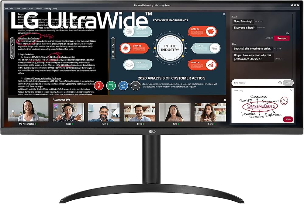 LG 34WP550-B UltraWide Monitor 34-inch IPS 75Hz 5ms FreeSync HDR10 Ergonomic