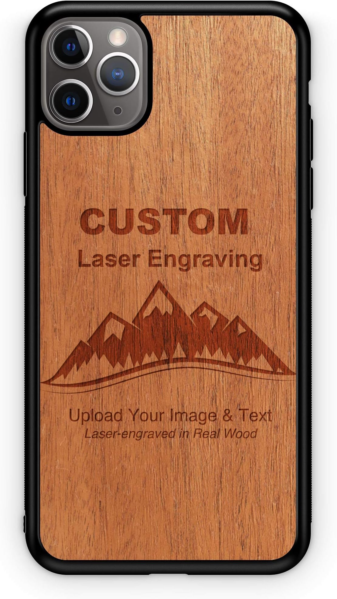 Custom Wooden Phone Case, Laser Engraved (Custom Mahogany) Compatible with iPhone Xs Max, iPhone 10s Max