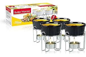 Artestia Butter Warmers for Seafood Set Of 4, Ceramic Candle Warmer, Melted Butter Cups for Lobster, Personal Fondue Set Melted Butter Cups for Seafood, Fondue(Black)