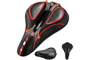 YOUNGDO Bike Seat Cushion with Waterproof Cover, Gel Bicycle Seats Pad for Narrow Saddle, Shock Absorbing, Fit for Peloton, BMX, MTB & Road