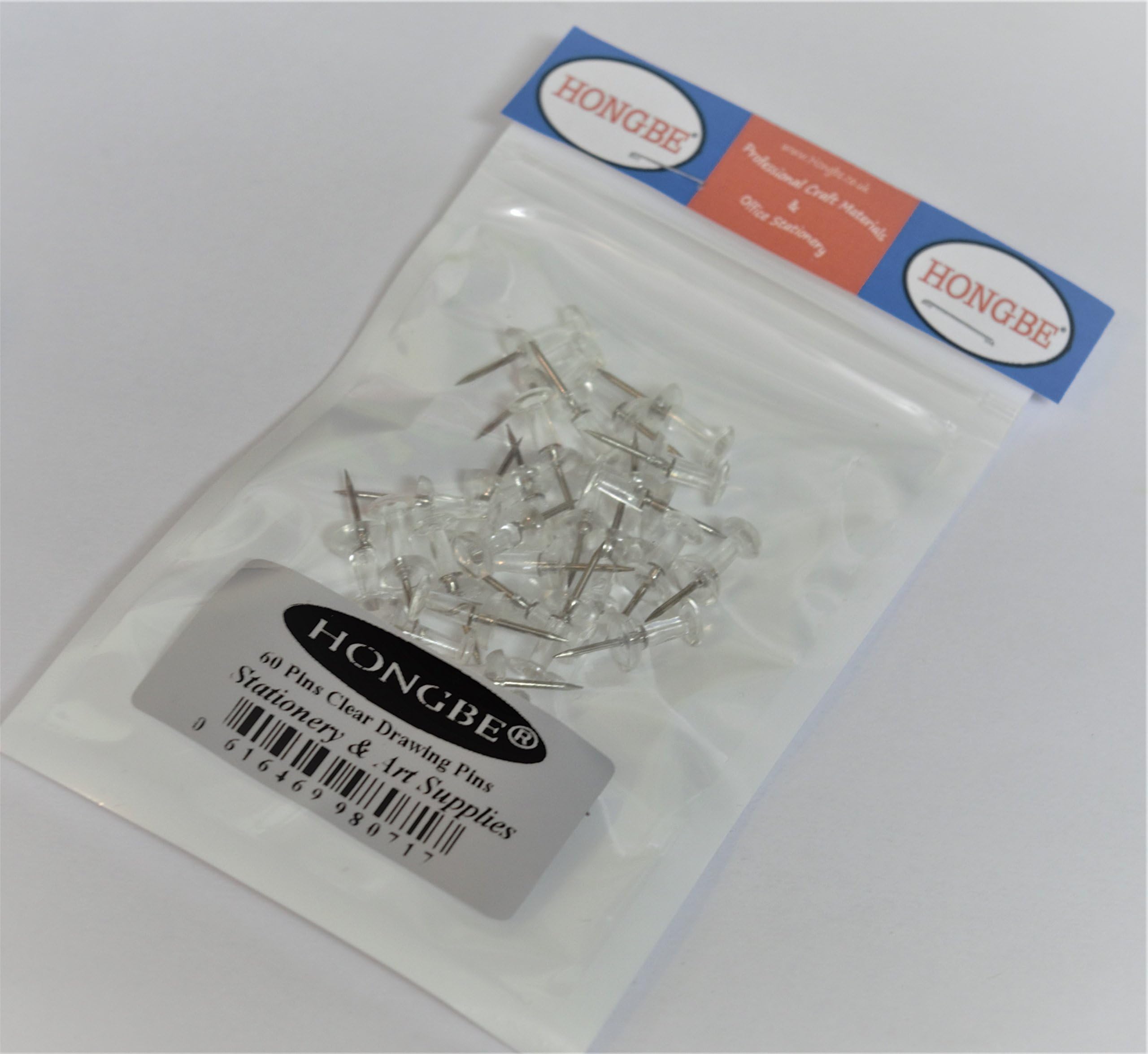 Hongbe 60 Pins Clear Drawing Pins for Corkboard