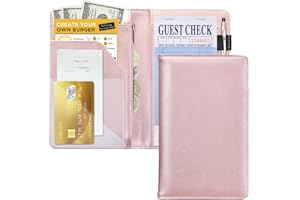 HOFFI Server Books For Waitress/Waiter Book with Zipper Money Pocket,Cute Waitress Books Organizer Accessories Fit Server Aprons Note Pads (Rose Gold)