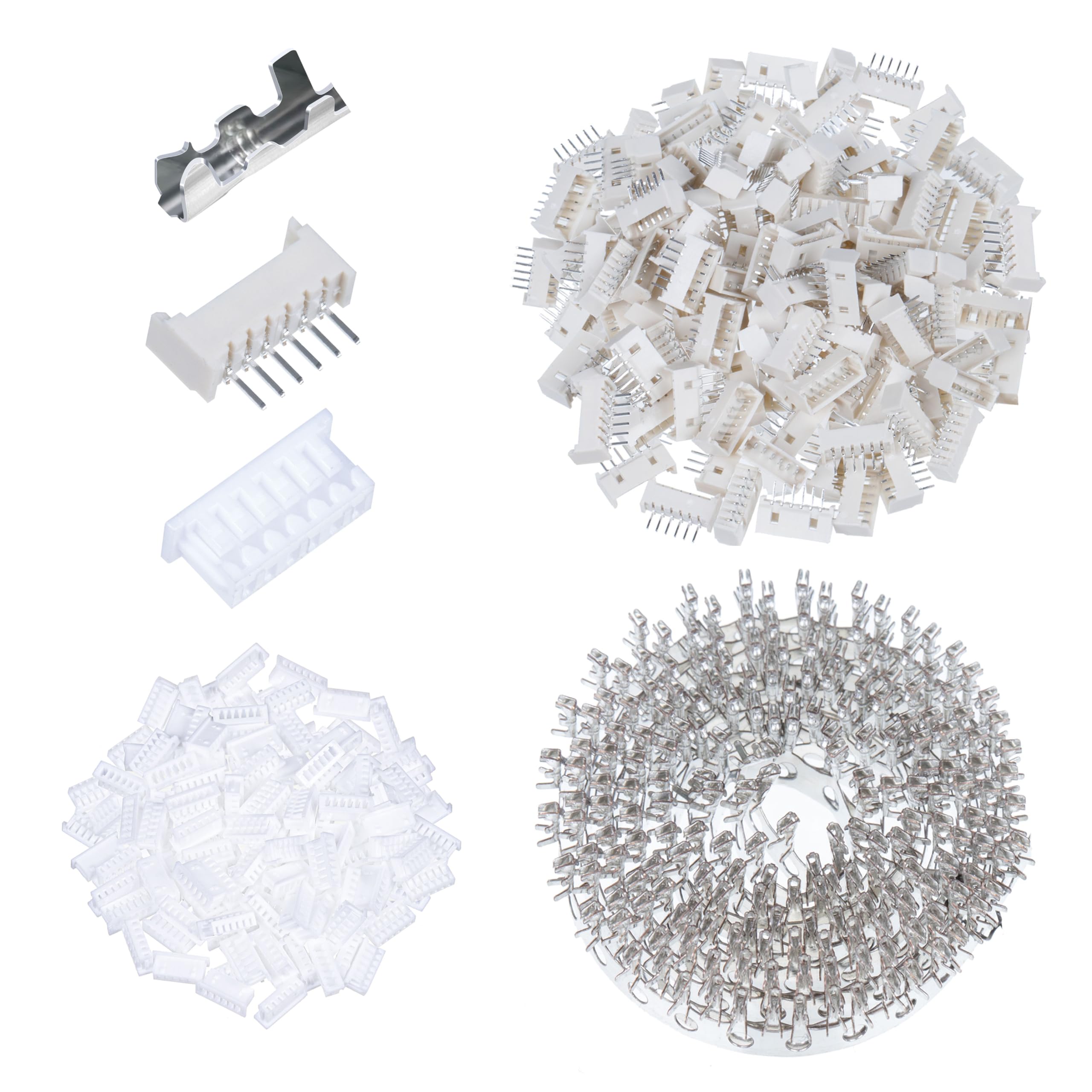 CQRobot 100 Sets/800 Pieces 1.25 mm Pitch 6-Pin Electronic Wire-to-Board Connector Adapter Cable Assembly Male Plugs, Female Sockets Housing and Crimp Terminal Kit Compatible with Molex Picoblade.