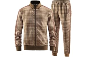 ANOTWENER Men's Track Suits 2 Piece Stand-up Collar Long Sleeve with Double Side Pockets Jacket and Sweatpants