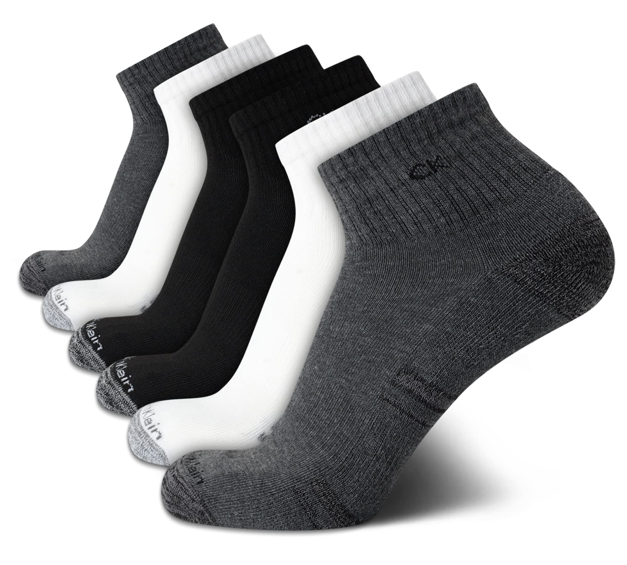 Calvin Klein Mens Quarter Socks - 6 Pack Breathable