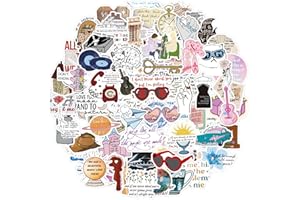 AIRNOGO Music Stickers 100 Pcs Water Bottle Stickers, Pop Singer and Album Song Lyrics Style, Waterproof Vinyl Stickers, Stickers for Laptop Notebook Journal Scrapbook Phone Suitcase Guitar Skateboard etc