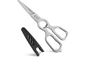 Cangshan 1021233 D Shape Forged Stainless Steel Shears Satin Finish, 9-Inch Overall Length