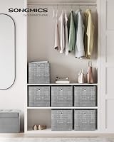 SONGMICS Storage Boxes Set of 6 33 cm Cube Boxes with Handles Heathered Grey view 2