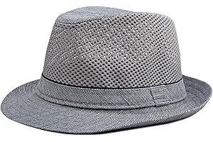 FASHIXD Mesh Fedora Hat for Men Summer Fedora Hats Trilby Hat Sun Beach Hat Panama Hat, 55-61cm