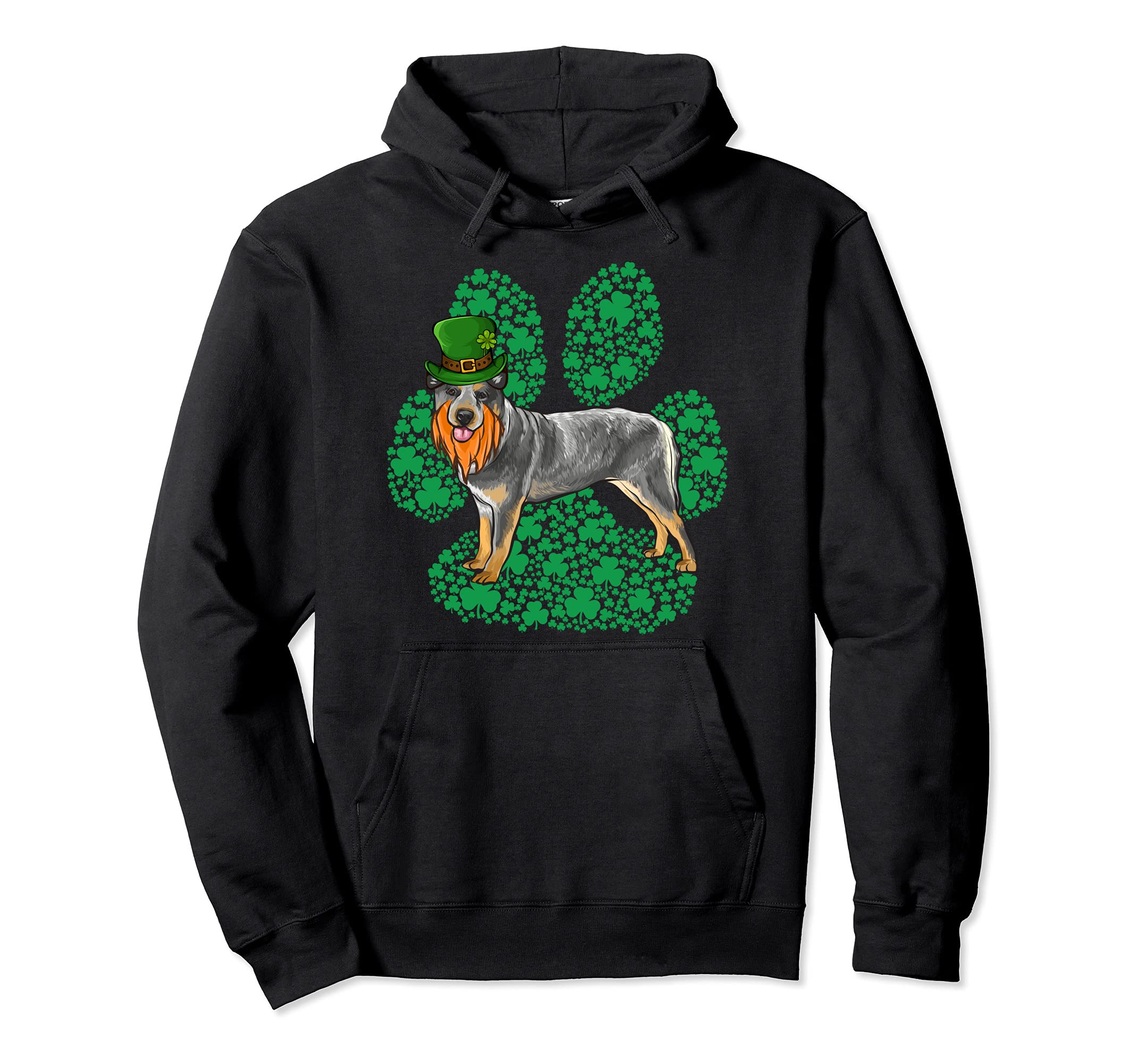 Australian Cattle Dog St Patricks Day Shamrock Paw Pullover Hoodie