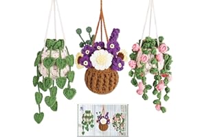 Crochetta Crochet Kit for Beginners, Crochet Kit with Step-by-Step Video Tutorials, Learn to Crochet Kit for Adults Kids, Knitting Craft Supplies, Hanging Plants Home Decor(40%+ Yarn)