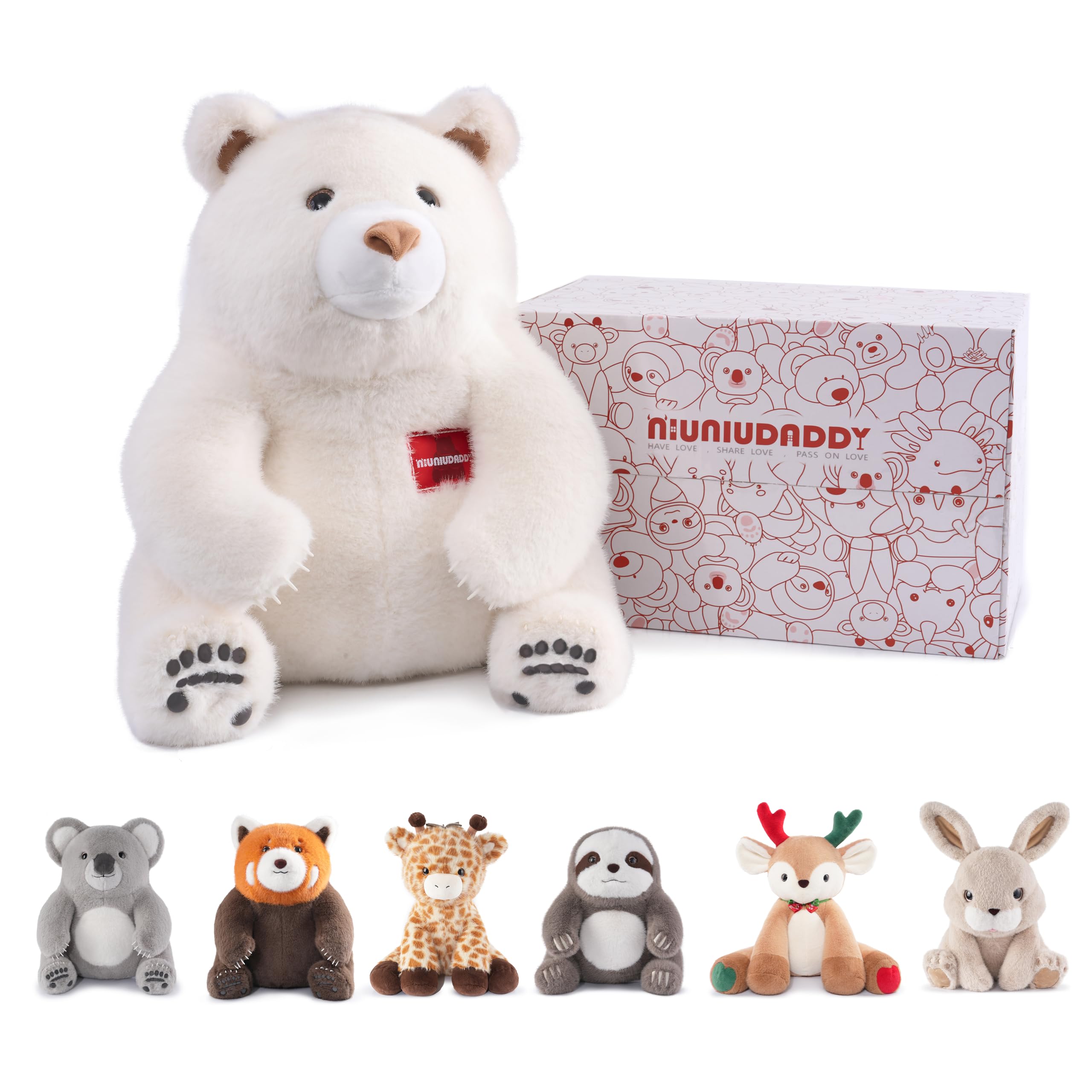 Photo 1 of Niuniu Daddy 14" | 3.5 Pound Teddy Bear Weighted Stuffed Animal, Cuddling Polar Bear Pillowfort Plus Toys for Kids Adults, Large White Bear Body Pillow for Sleep Hugging Present Birthday Holiday