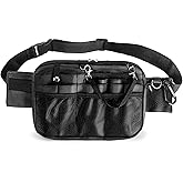 Nurse Fanny Pack with Stethoscope Holder - Medical Bag, Pocket Organizer, Utility Pack for Work Tools, Vet Tech and Teacher Tool Belt (Black)