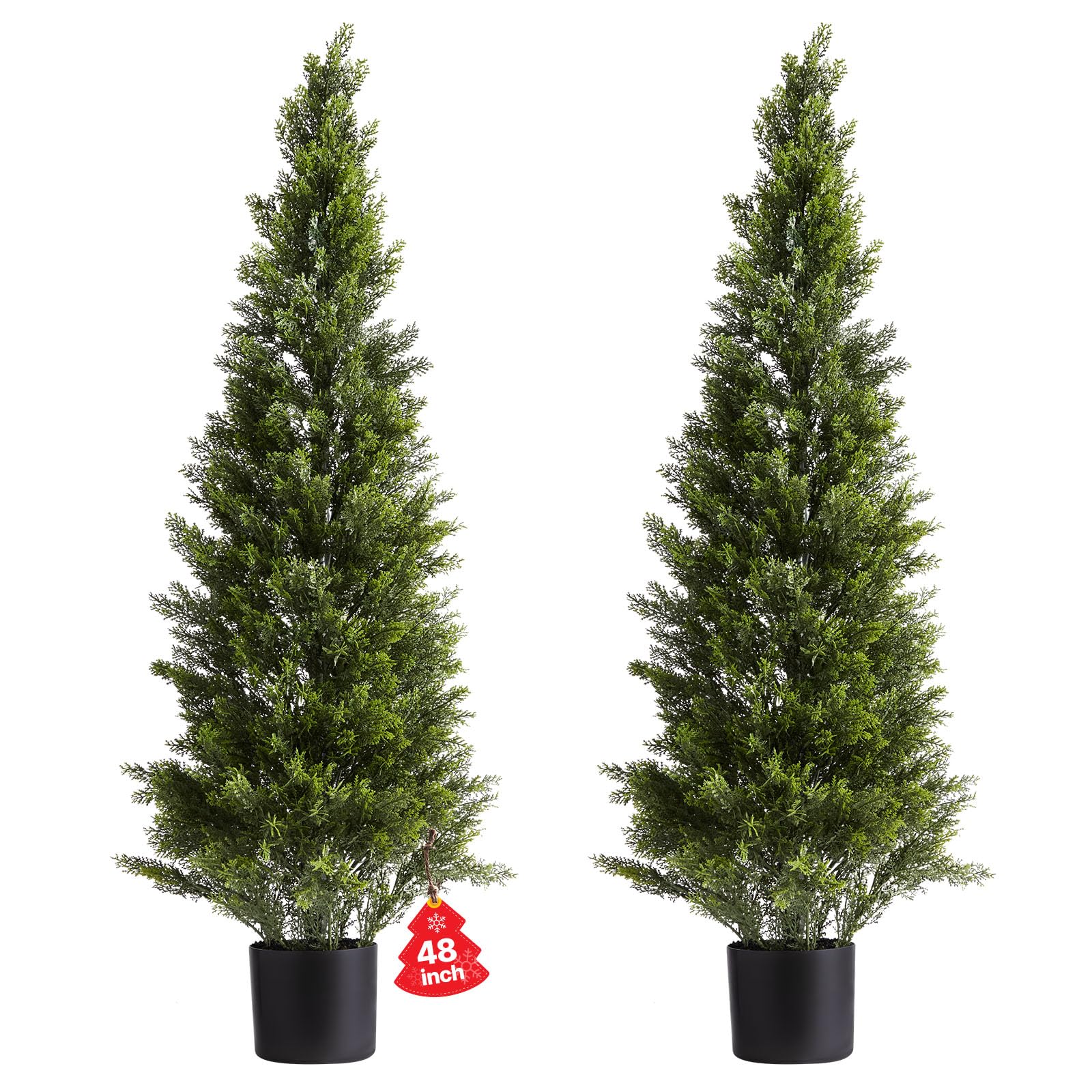 Photo 1 of ***SIMILAR ITEM*** VEVOR Artificial Cedar Topiary Trees, 48 inch 2 Set Faux Pine Shrubs Plants, Fake Silk Tree Look Real, Easy Assembly for Decor Front Porch Outdoor Patio Garden Balcony Backyard Indoor Office