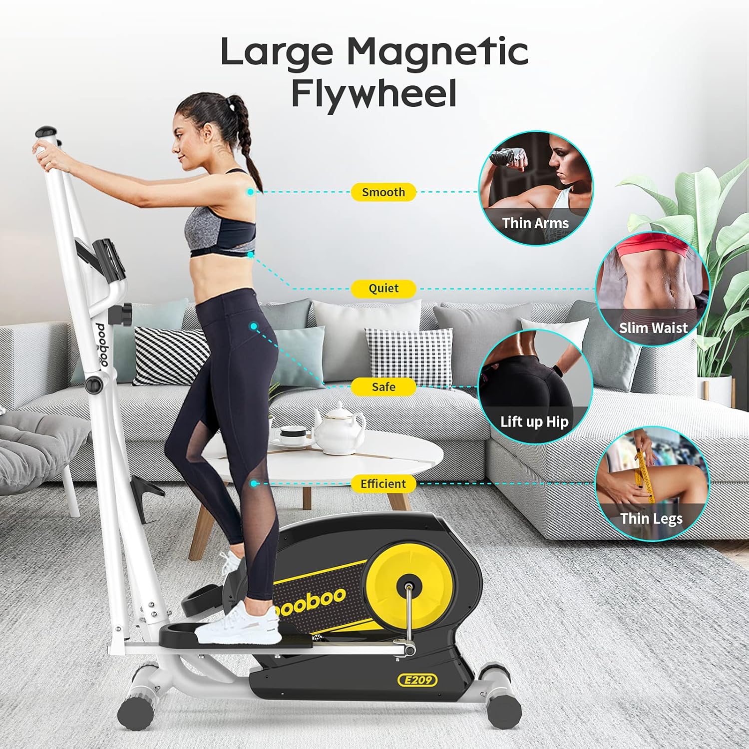 Afully Elliptical Machine Eliptical Trainer with 8 Levels Magnetic Resistance, Tablet Holder, LCD Monitor, Pulse Sensors, Smooth and Quiet for Home Use (E208-18) : Sports & Outdoors