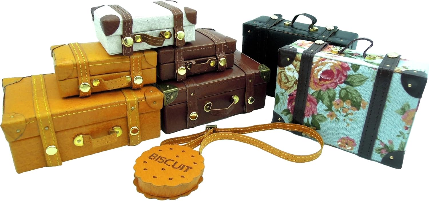Amazon 本格 派 ミニチュア トランク 多種 1 12 ドールハウス 1 6 1 3 1 4 ドール に ぴったり Sd Dd ブライス リカちゃん シルバニア スーツケース カバン バッグ 花柄アンティークブルー 布 家具 おもちゃ