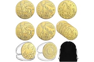 Huquary 10 Pcs 2026 Chinese New Year of The Horse Zodiac Coins Chinese Lucky Novelty Horse Coins New Year of Gold Clad Medallion for Collection Gifts