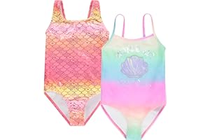 BMAGICAL Kids Girls 2 Pack Bathing Suit, Childrens Printed Beach Swimwear