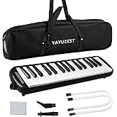 YAYUZEST 32 Keys Melodica Instrument Soprano Air Piano Keyboard Pianica | Portable Keyboard Instrument with 2 Soft Long Tubes, 2 Mouthpieces Tube and Carrying Bag for Student Beginners Adults Gift