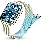 Sunnywoo Milanese Mesh Loop Compatible with Apple Watch Bands 42mm 44mm 45mm 46mm 49mm 38mm 40mm 41mm for Men Women, Stainless Steel Mesh strap for iWatch Series 10 9 8 7 6 SE 5 4 3 2 1 Ultra