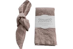 EIGHT OWLS Linen Napkins –100% French Flax – Stonewashed Pure Linen Cloth Napkins - Size 18 Inch x 18 Inch – Set of 4 (Natural Rustic Taupe)