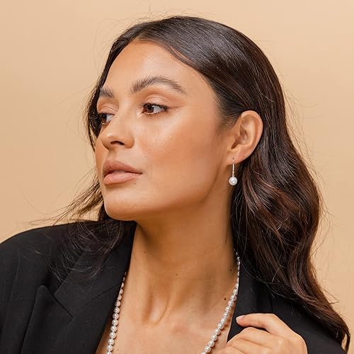 PAVOI Sterling Silver Simulated Shell Pearl Earrings Leverback