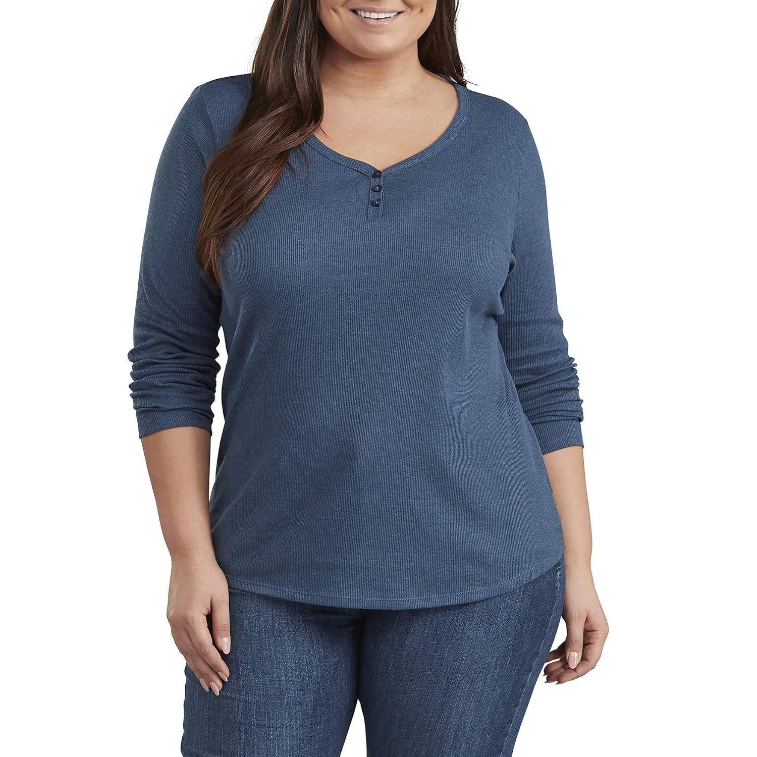 Dickies Womens Long-Sleeve 3-Button Henley Shirt