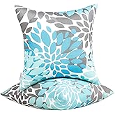 JMGBird Water-Resistant Outdoor Pillows Set of 2, 18x18 inch Durable Sky Blue Mandala Pattern Throw Pillows with Inserts for Patio Furniture