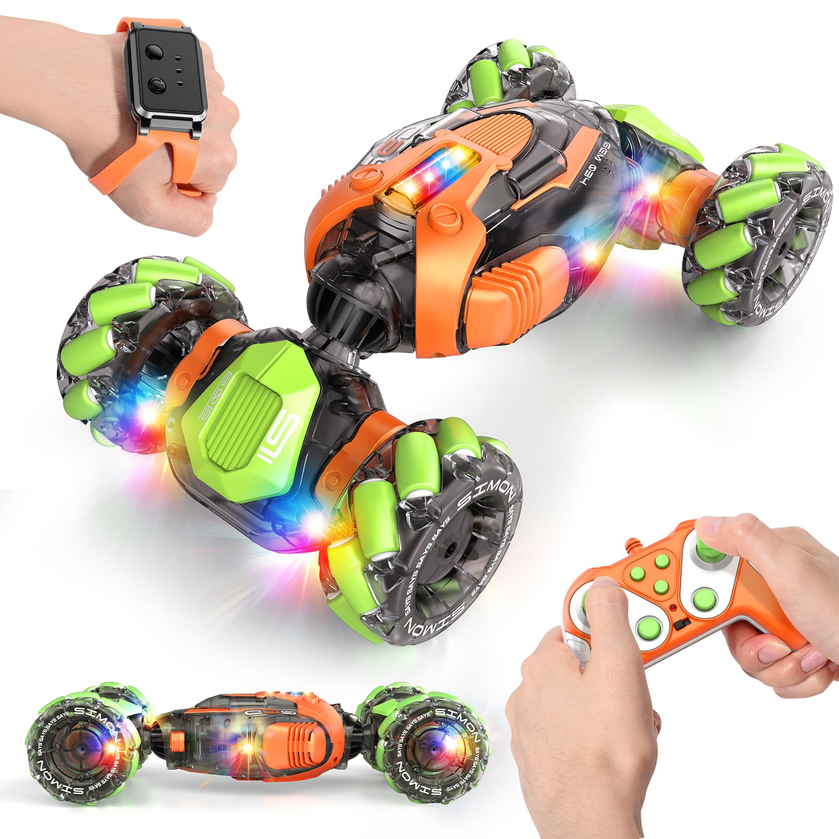 Photo 1 of Remote Control Car, RC Toys Gifts for 6 7 8 9 10 11 12 Year Old Boys Girls - 360° Rotating 4WD Gesture Sensing RC Sunt Car with Lights & Music - Cool Birthday Gifts for Kids