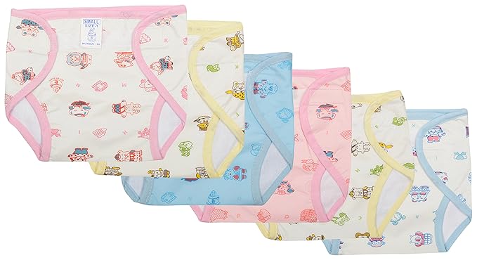 SuperBaby Babies Cotton Waterproof Nappies (3-6 months, Pack of 6, Multicolor)
