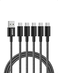 Anker Cable [5 Pack, 6FT], USB A to USB C Cable for