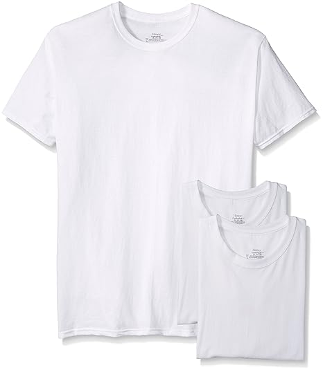 Hanes Men's 3-Pack Tagless Crew Neck T-Shirt, White, Large