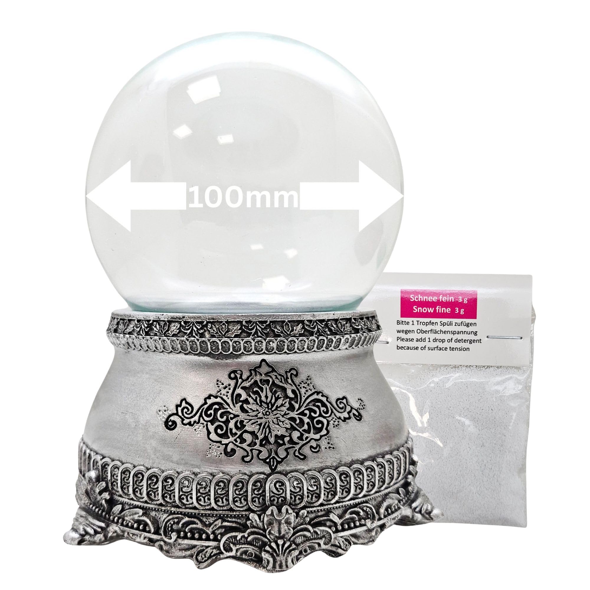 DIY 40127 DIY Snow Globe Set with Glass Ball and Pewter Effect Base Musical Box Possible Height: 140 mm W: 100 mm