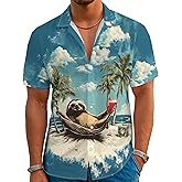Mens Funny Neon Hawaiian Shirts 3D Graphic Button Down Short Sleeve Shirt Summer Beach Aloha Tops Theme Party