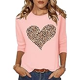 Zeagoo Women's Casual 3/4 Sleeve T-Shirts Round Neck Cute Tunic Tops Basic Tees Blouses Business Work Tee Top