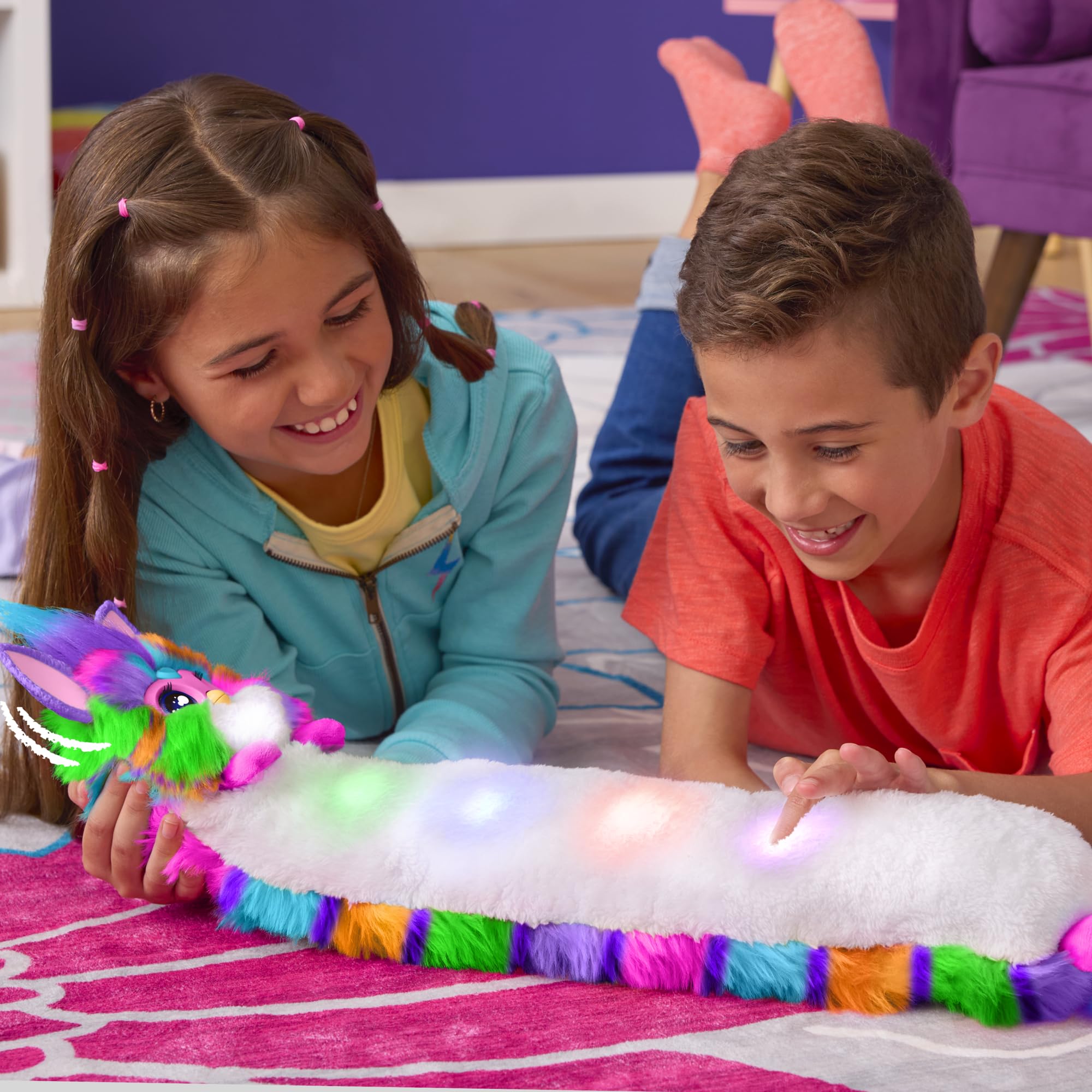 FURBY DJ Interactive Toy, Neon Star, Snuggly Electronic Plush, Music, Lights, Motion, & Games, Speaks English & Furbish, 32 in Long, 6+ Years (Amazon Exclusive)