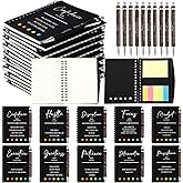 TecUnite 40 Pcs Motivational Spiral Notebooks with Sticky Notes Pen Inspirational Journals Bulk Employee Appreciation Gift for Team Coworker Staff Bulk Gift for Teacher School Nurse (Black)