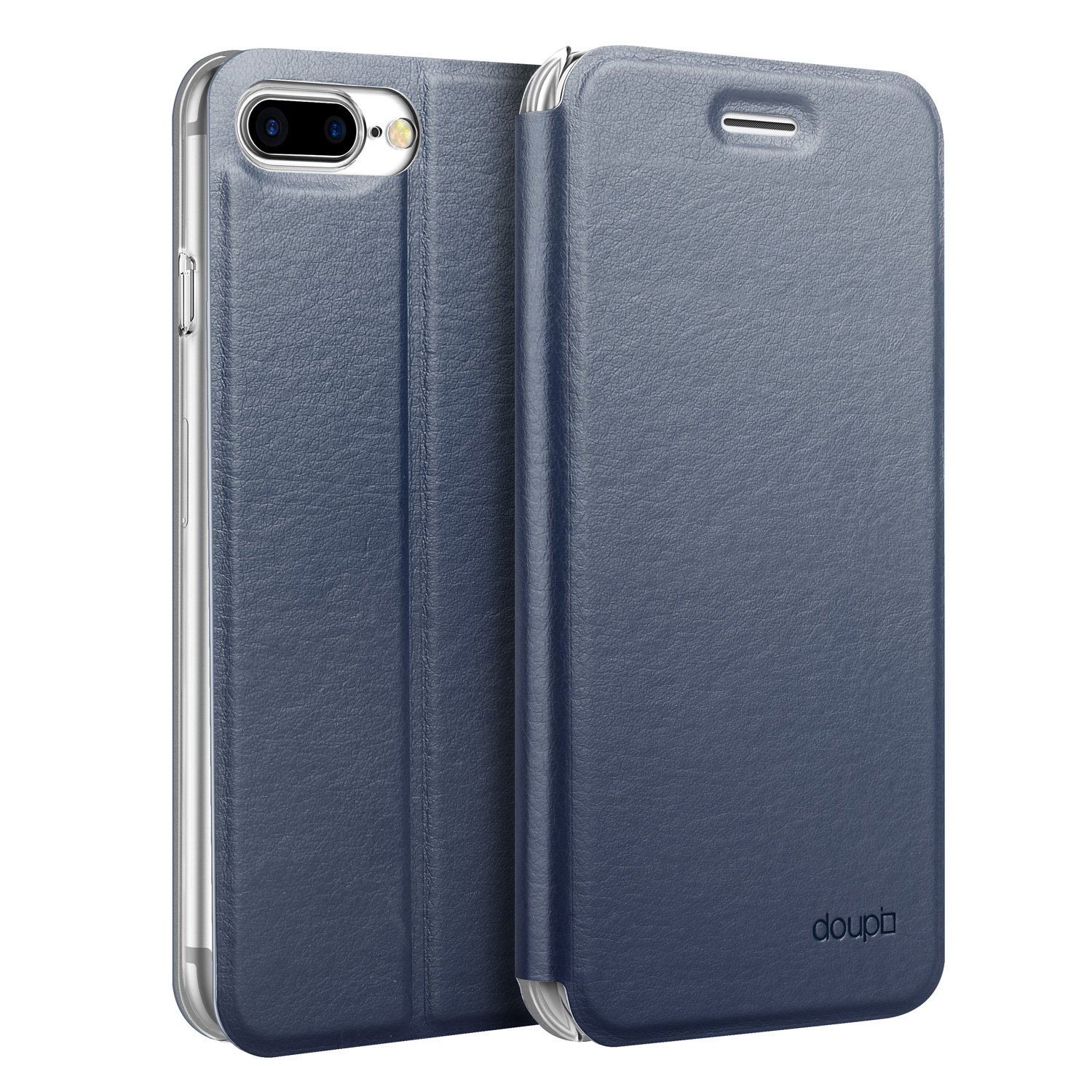 doupi Flip Cover for iPhone 8/7 Plus (5.5 inch), Magnet Protective Flip Case Book Style Screen Protector Stand, dark blue — image 1