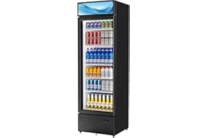 LCEKY Beverage Cooler Commercial Refrigerator 12.6 Cu.Ft. Glass Door Display Refrigerator with LED Light, 5 Shelves, Display Commercial Beverage Refrigeratorfor Restaurant Cafe Bar Store (12.6 Cu.Ft.)