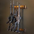 BLAT Indoor Gun Rack for Wall, Rifle Rack and Shotgun Wall Mount, Rustic Wood and Solid Steel, Vertical Gun Rack Wall Mount for Home Garage Office or Retail Shop