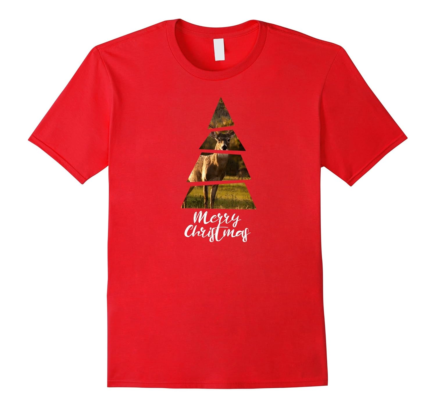 Novelty Christmas Deer T-shirt - Christmas Tree Shape-ANZ