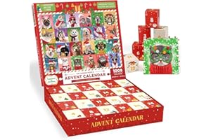 KWYZ Advent Calendar 2024 Christmas Jigsaw Puzzles, Christmas Dogs & Cats Christmas Holiday Puzzle for Kids Adults 24 Boxs 1008 Pieces Puzzles for Boys Girls Countdown to Christmas Gifts Stocking Stuffer