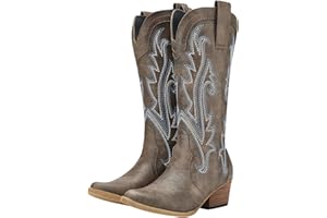 HISEA Rollda Cowboy Boots Women Western Boots Cowgirl Boots Ladies Pointy Toe Fashion Boots