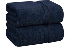 COTTON CRAFT Ultra Soft Bath Sheets - 2 Pack - 35 x 70 - Absorbent Quick Dry Everyday Luxury Hotel Bathroom Spa Gym Shower Beach Pool Travel Dorm - 100% Cotton - 580 GSM - Easy Care - Navy