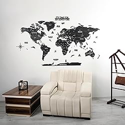 Multilayered 3D Wooden World Map, Travel Map with