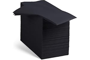 BLOOMINGOODS 100 Linen-Feel Black Paper Napkins - Decorative Cloth-Like Black Dinner Napkins - Soft And Absorbent. For Kitchen, Party, Wedding, Bathroom Or Any Occasion. (Pack of 100)