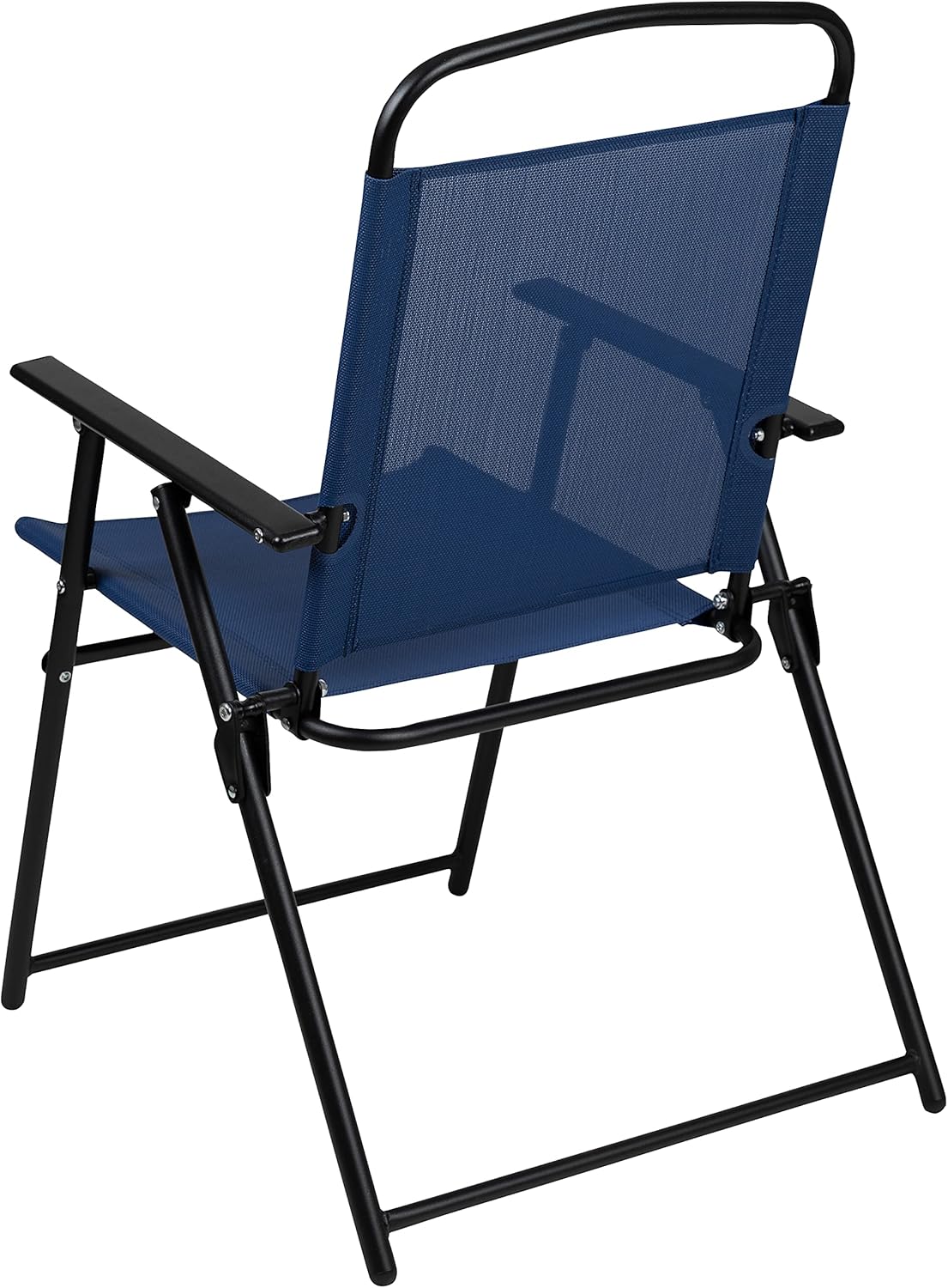 Flash Furniture Nantucket 6 Piece Patio Garden Table Set - Umbrella Table - Set of 4 Navy Folding Chairs : Garden & Outdoor