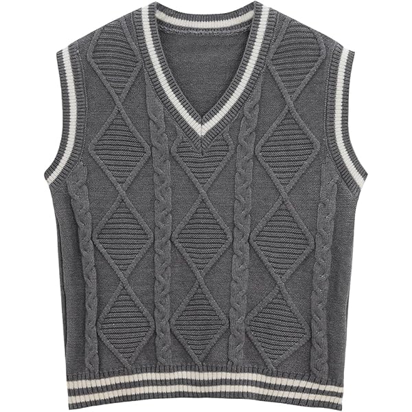 jinghuiyue Cable Knitted Vest for Women V Neck Sleeveless